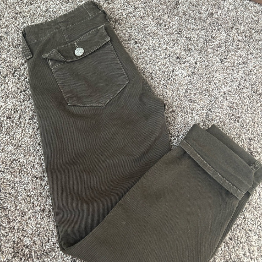 True Religion Women's Olive crop Jeans